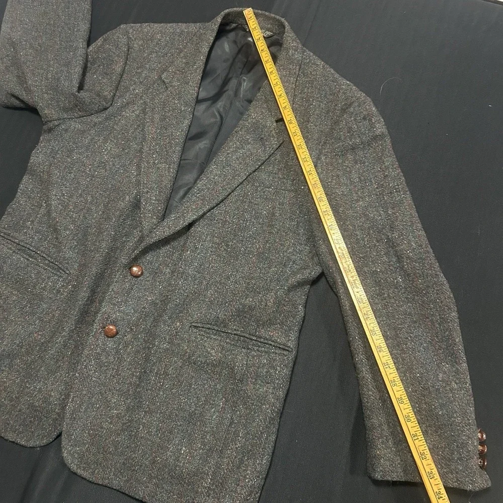 Jack Frost Harris Tweed Sport Coat Blazer 100% Scottish Wool Gray Fleck USA 42R